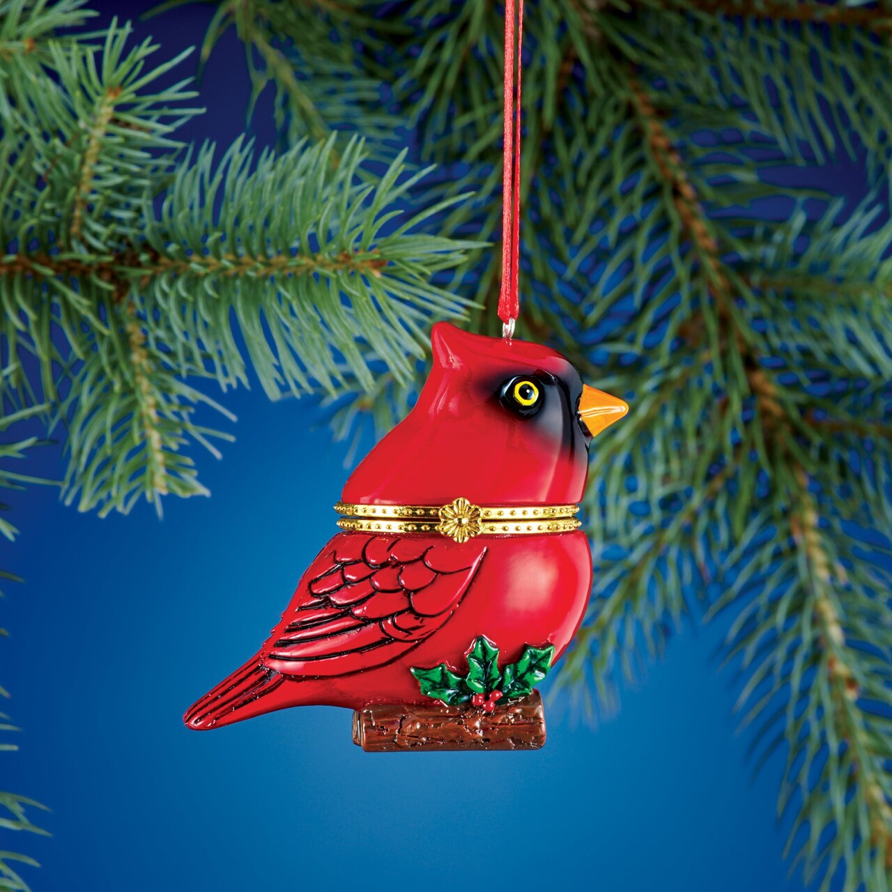 Collections Etc Hand Painted Trinket Christmas Ornaments with Opening Compartment for Small Gifts